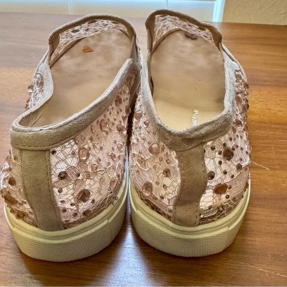 Antonio Melani Lace Rhinestone Pink Slip-On Women's Shoes. Women’s size 6 - Picture 3 of 6